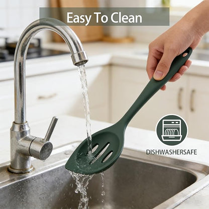 2-Pieces Silicone Cooking Spoon Spatula, Large Serving Spoons - Image 7