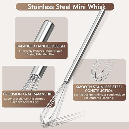 10 Inch Mini Whisk, 304 Anti-Rust Stainless Steel Small Whisks - Image 4