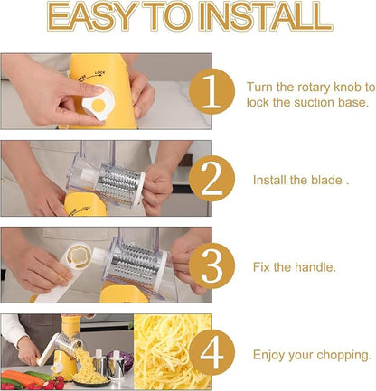 Ourokhome Rotary Cheese Grater Hand Crank, Kitchen Shredder Speed Mandolin - Image 6