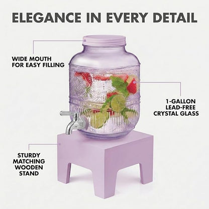 Beverage Dispenser 1 Gallon, Glass Drink Dispenser - Image 3