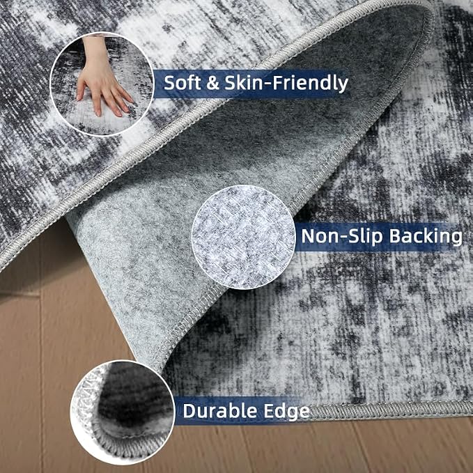 2x10 Runner Rug Non-Slip，Modern Abstract 10ft Washable Runner Rugs - Image 4