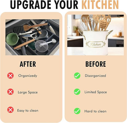 Kitchen Utensil Holder, 5.1" Metal Cooking Utensil Crock - Image 7