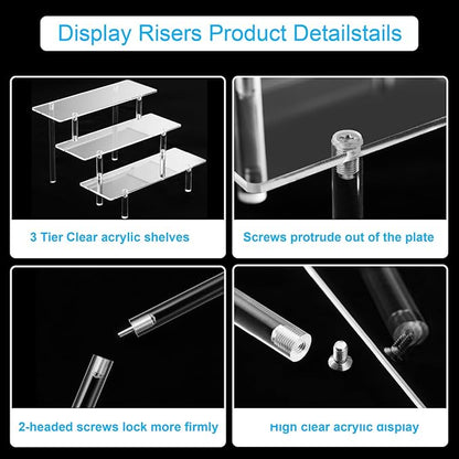 HENABLE 2PCS Acrylic Display Risers, 3 Tier Clear Cupcake Stand Risers - Image 4