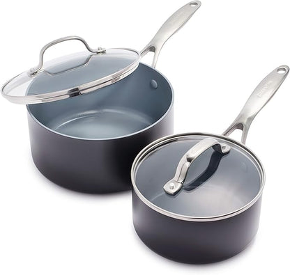 GreenPan Valencia Pro Ceramic Nonstick 1.66QT & 3.3QT Saucepan Pots by GreenPan