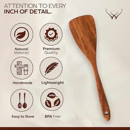16 Pcs Teak Wooden Cooking Utensils Set – Premium Teak Wooden Utensil Set - Image 7