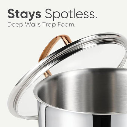 CAROTE 2Qt Stainless Steel Saucepan Set, Non-Toxic 3-Ply Stainless Steel - Image 6