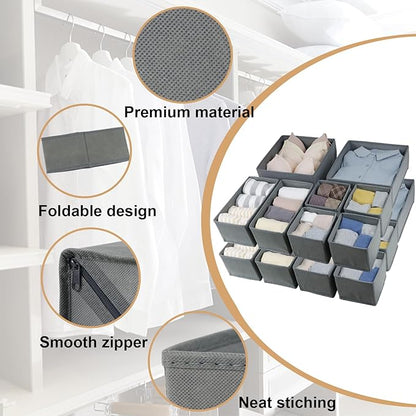 Fordonral 16 Pack Drawer Organizer Clothes, Foldable Fabric Dresser Organizer - Image 4