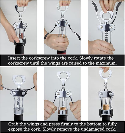 KORCCI Wine Opener, Heavy-Duty Zinc Alloy Wing Corkscrew, Premium Beer Bottle - Image 8