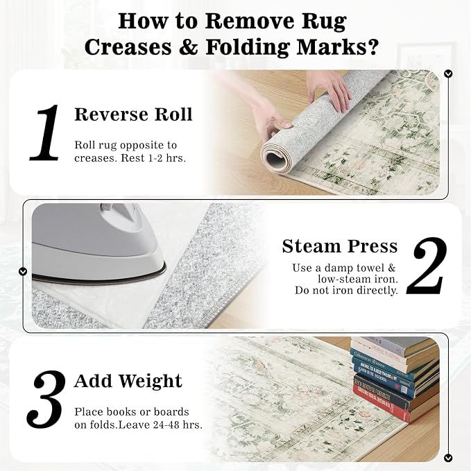 DCX 8x10 Green Rug, Machine Washable Stain Resistant Distressed Vintage Rug - Image 6