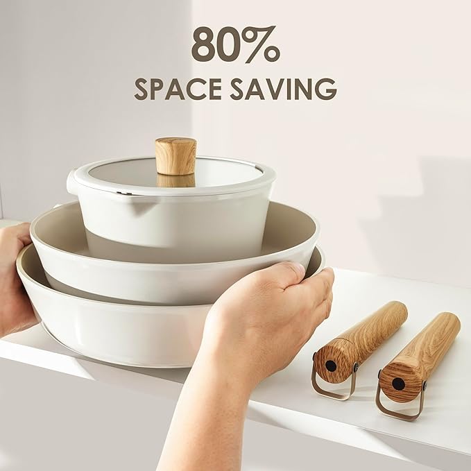 SENSARTE 14Pcs Ceramic Nonstick Cookware Set, Non-toxic Healthy Pots and Pans - Image 7