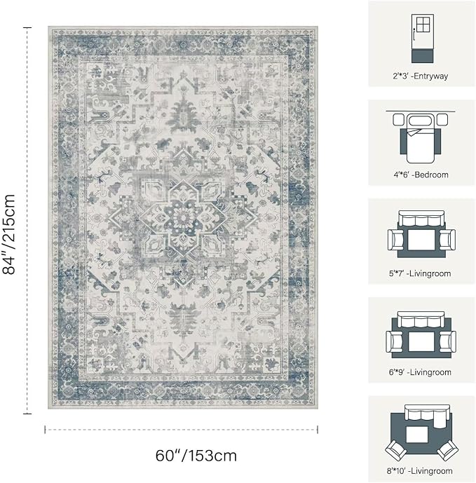 Rugxara Area Rugs 5x7, Washable Rugs - Image 2
