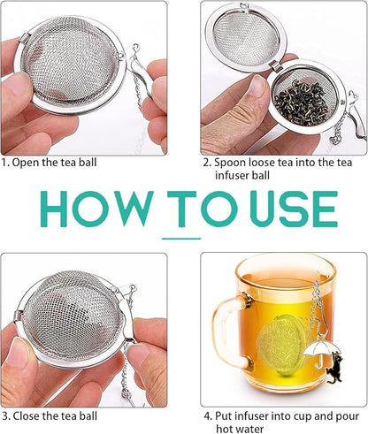 2Pack Tea Infuser with Cute Cat Charm, Premium Stainless Steel Loose Leaf Tea - Image 3