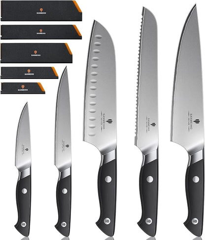10 PCS Knife Set with Knife Sheath, Japanese Kitchen Knife Set with 5 Layers by SANMEIHO