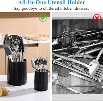 Kyraton Cooking Utensils Holder 2pcs, 360° Rotating Heavy Duty Plastic Kitchen - Image 7
