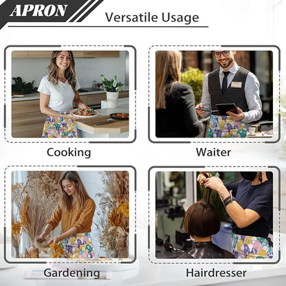 Server Apron with 3 Pockets, Waterproof Oil Waitress Waiter Half Apron - Image 5