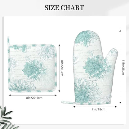 Oven Mitts and Pot Holders Dahlia Flower Pastel Vintage Silicone Kitchen - Image 3