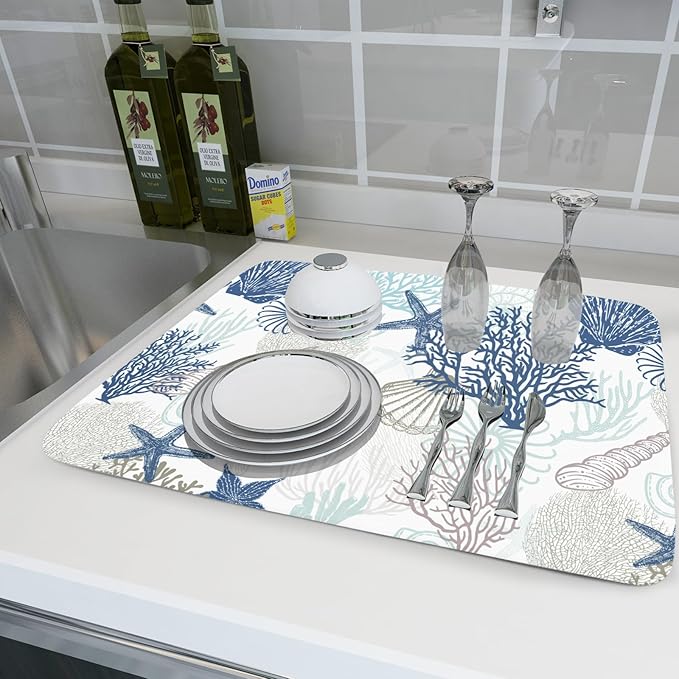 Summer Navy Blue Dish Drying Mat - Image 6