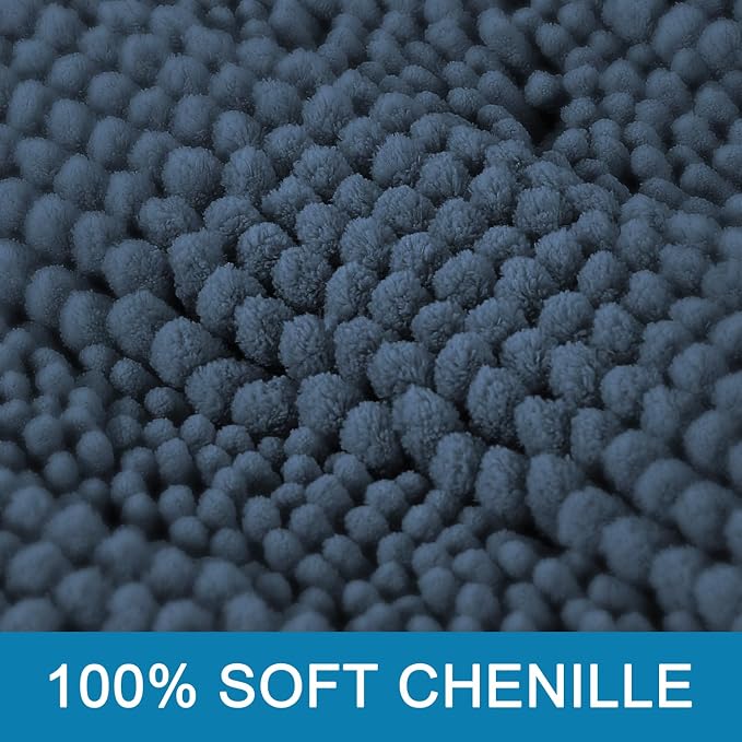 H.VERSAILTEX Bath Mats for Bathroom Non Slip Thick Chenille Striped Bath Rug - Image 3