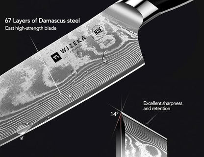 WIZEKA Damascus Chef Knife Set: 3 PCS, Super Sharp Kitchen Knives: Made of - Image 3