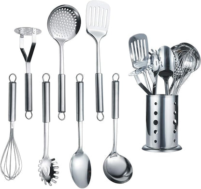 Berglander Cooking Utensil Set 8 Piece, Stainless Steel Kitchen Tool Set by Berglander