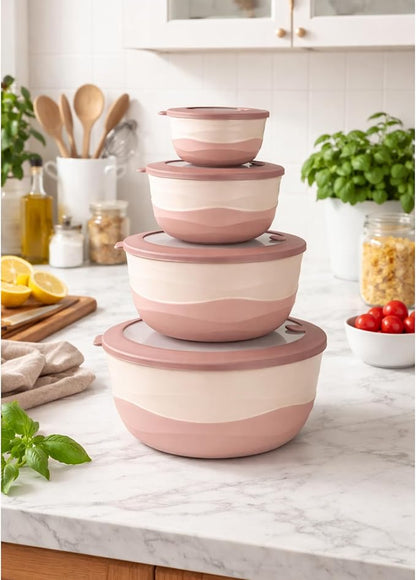 Pera Mixing Bowls with Lids Set, 8 Piece, BPA Free Nesting Kitchen Bowl Set - Image 7