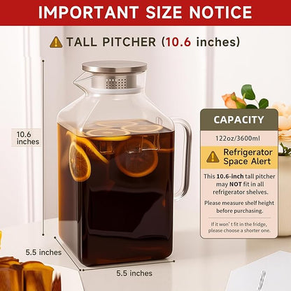 Glass Pitcher, 3.6L Glass Water Pitcher - Image 2