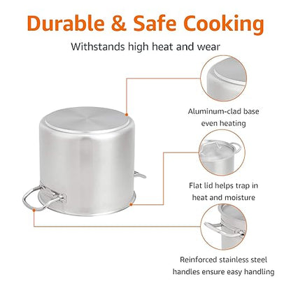 Amazon Basics 12 Quarts Stainless Steel Aluminum-Clad Stock Pot - Image 2