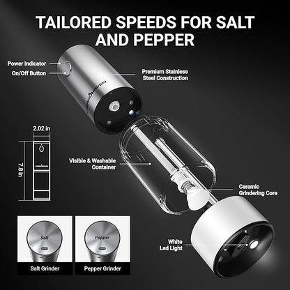 ThermoMaven Electric Salt and Pepper Grinder Set, 110ml Larger Rechargeable - Image 7