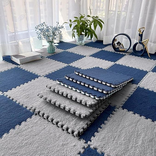 12pcs Carpet Squares Puzzle Floor Mat, Plush Interlocking Carpet Tiles - Image 2