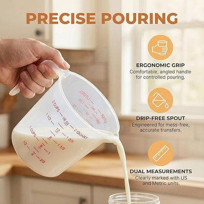 8 Pcs 2 Cup Capacity Plastic Measuring Cup, 16 Oz/500 ml Clear Graduated - Image 3