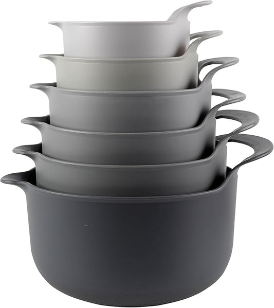 COOK WITH COLOR Nesting Plastic Mixing Bowl Set with Pour Spouts and Handles by CookwithColor