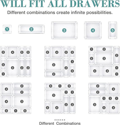 StorMiracle 13 PCS Drawer Organizer Set, 5 Varied Size Bathroom and kitchen - Image 4