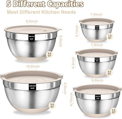 Umite Chef Mixing Bowls with Airtight Lids Set, Non-Slip Bottoms, 1.5QT - Image 2