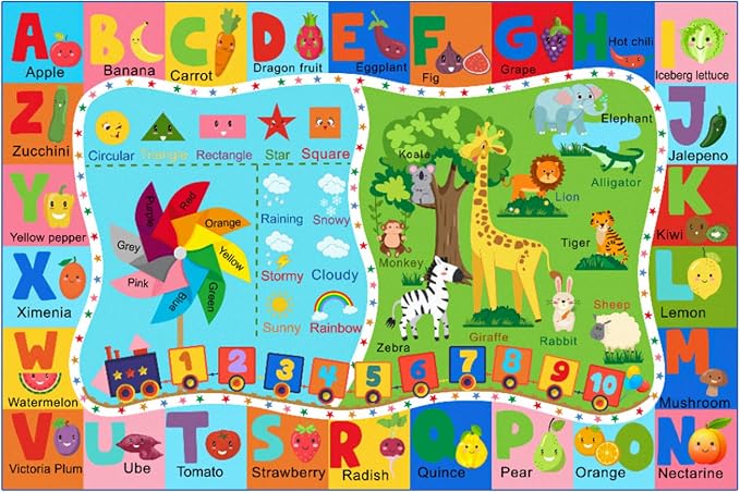 Kids Rug for Playroom, 3x5 ABC Educational Carpet for Classroom, Fun Alphabet - Image 2