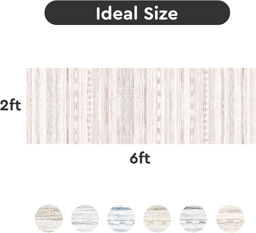 2x6 Pink Runner Rug Machine Washable Non Slip Area Rug Distressed Neutral - Image 2