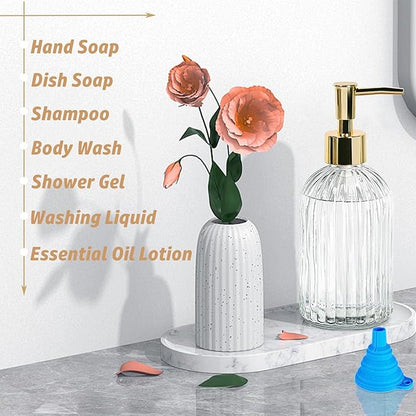 14Oz Gold Pump Glass Soap Dispenser, - Image 6