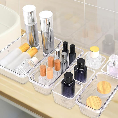 14 Pcs Clear Drawer Organizer, Adjustable Drawer Storage Box, 3-Size Desk - Image 6