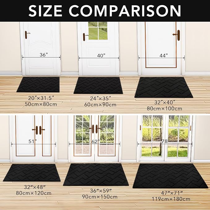 hicorfe Indoor Doormat, Welcome Door Mat TPR Backing Non Slip Mats 20"x32" - Image 2