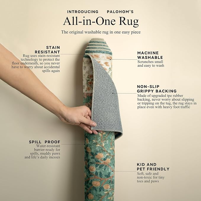 Machine Washable Rugs for Living Room: 9x12 Bedroom Rug Vintage Area Rug Stain - Image 5