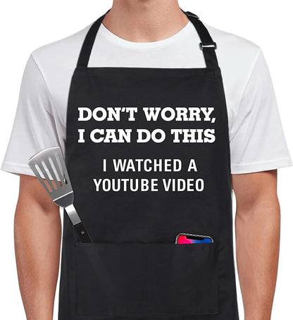 Xornis 100% Cotton Funny Apron for Men Women Adjustable Bib Aprons by Xornis