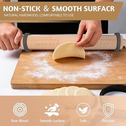 Long Adjustable Wood Rolling Pin: 21.1 Inch Rolling Pin - Image 4