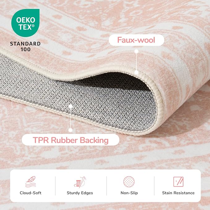 Lessymo 8 x 10 Area Rugs for Living Room, Machine Washable Area Rugs Boho Faux - Image 6