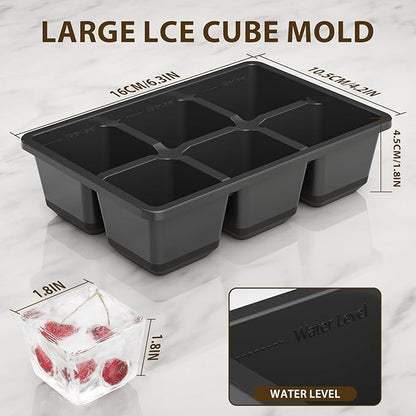 Optish Large Ice Cube Molds, 2 Pack Whiskey Square Ice Molds, 1.8 Inch Big Ice - Image 3