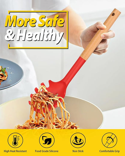 Silicone Pasta Fork and Ladle Spoon Set - Image 3