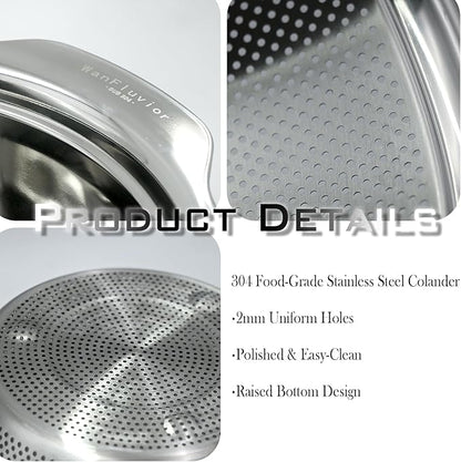 2 PCS Stainless Steel Colander, 3.5 QT 18/8 Stainless Steel Strainer, Colander - Image 3