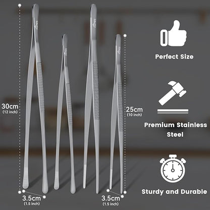 HOTEC Kitchen Tweezers Tongs Stainless Steel, Grill and Baking - Image 6