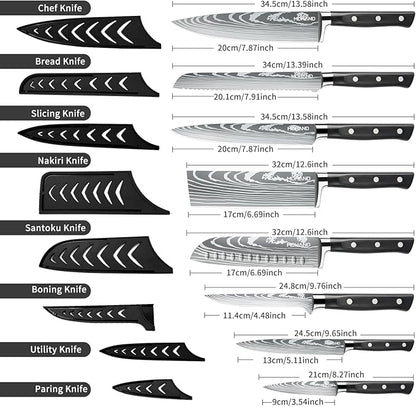 MDHAND Chef Knife Set with Roll Bag, High Carbon Stainless Steel Japanese - Image 2