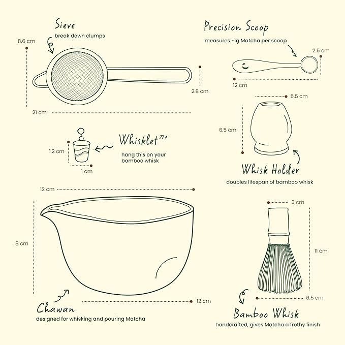 Crafti Matcha Whisk Set | Golden Hour 6-Piece Matcha Kit | Matcha Bowl - Image 2