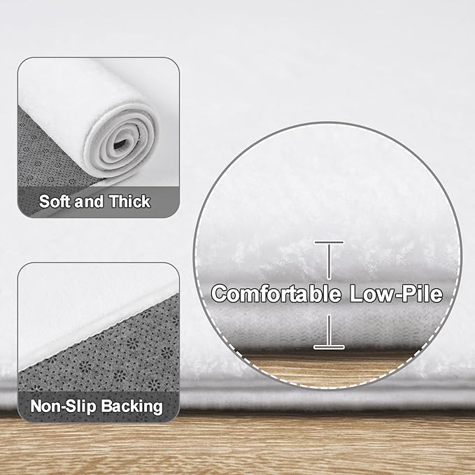 Amearea White Round Area Rugs 4ft Washable Circle Rugs - Image 3