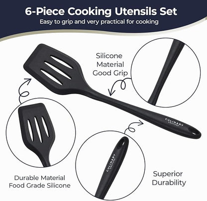Culinary Couture Black Silicone Kitchen Utensils Set of 6, Non-Stick - Image 2